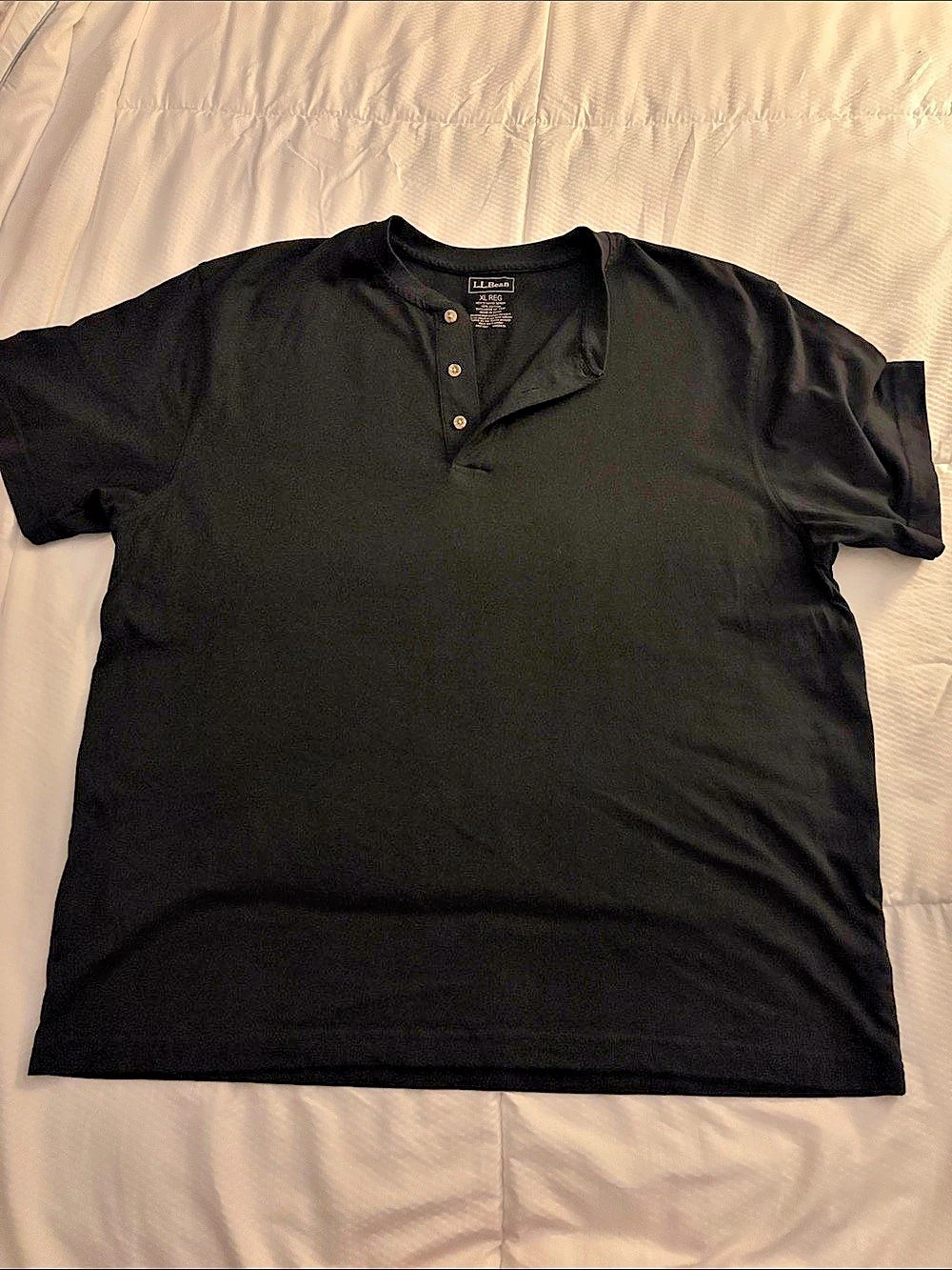 L.L.Bean Men's Short Sleeve Henley Black XL